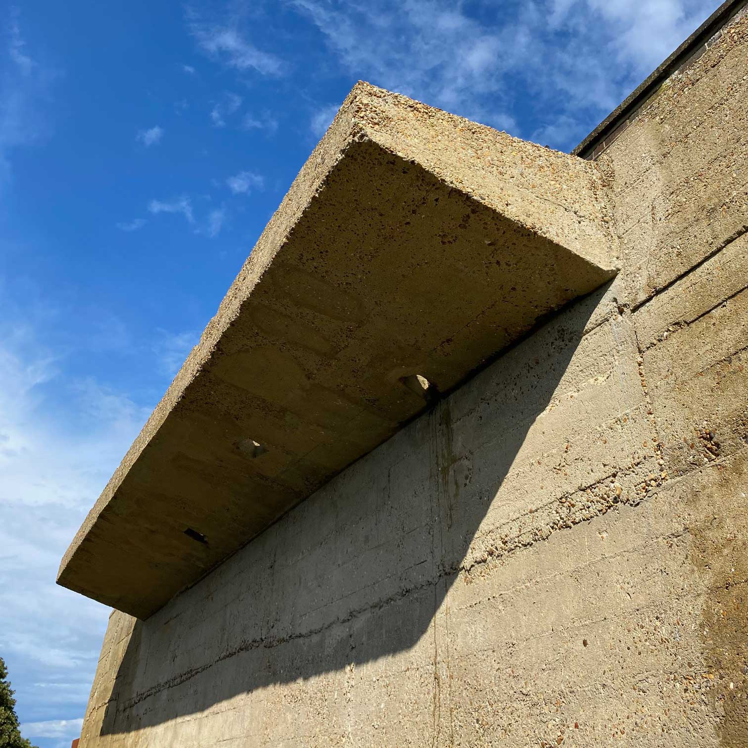 A concrete exterior at Bawdsey radar museum