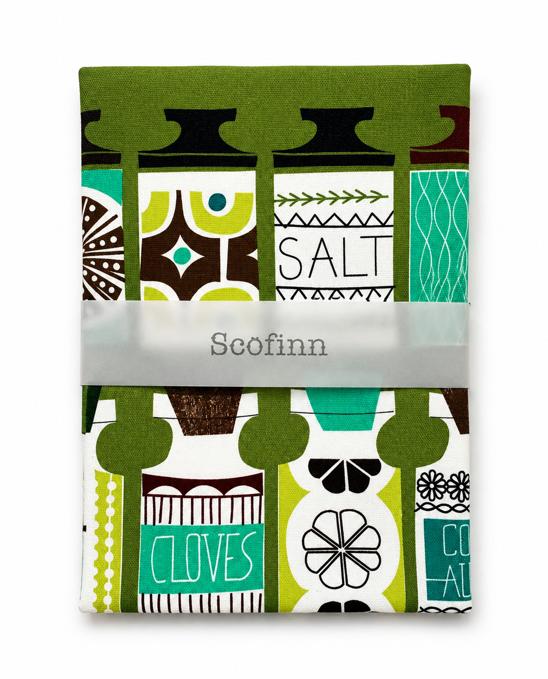 Scofinn Tea Towel Spice Jars Green