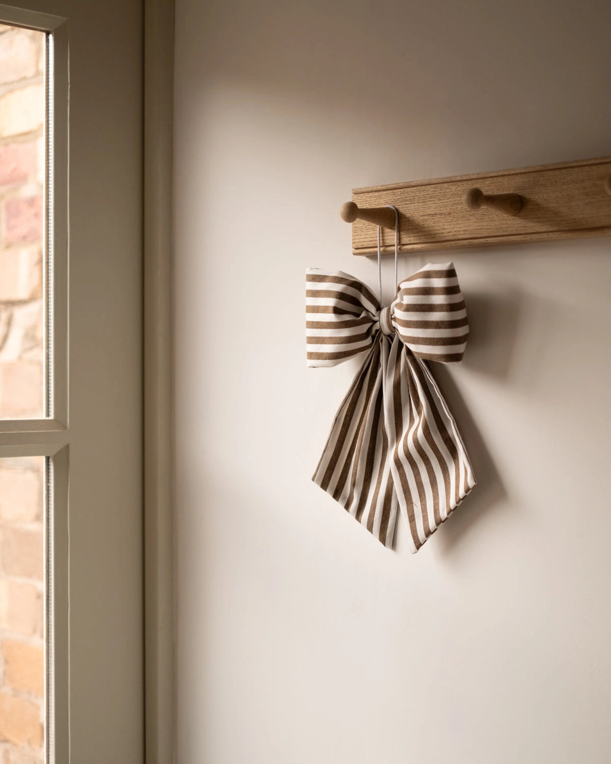 Handmade Brown Large Stripe Hanging Bow