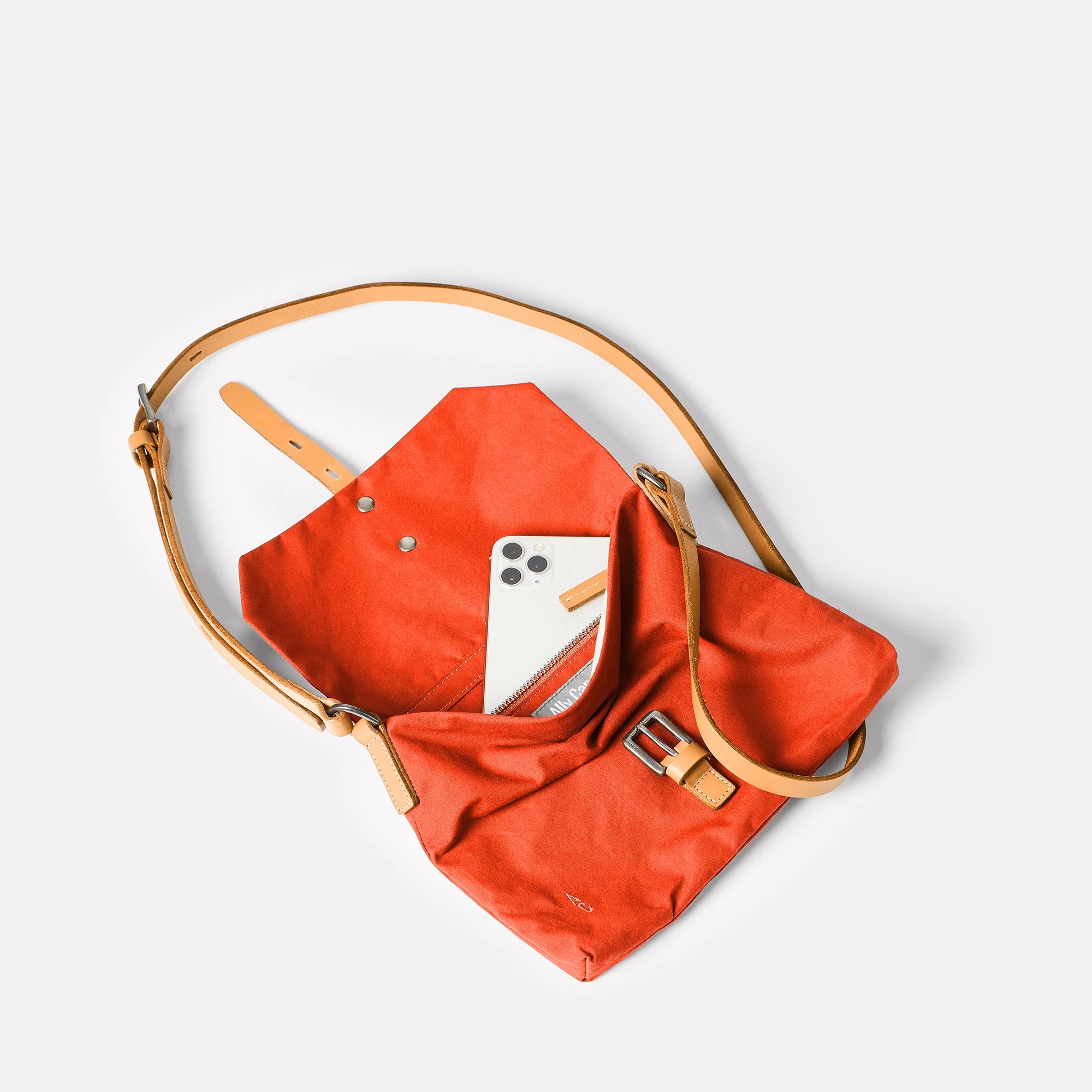 Ally Capellino Friday Waxed Cotton Crossbody Bag Lava