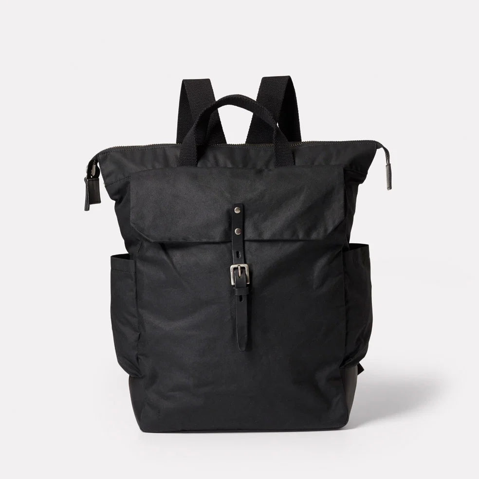 Ally Capellino Fin Waxed Cotton Backpack in Black