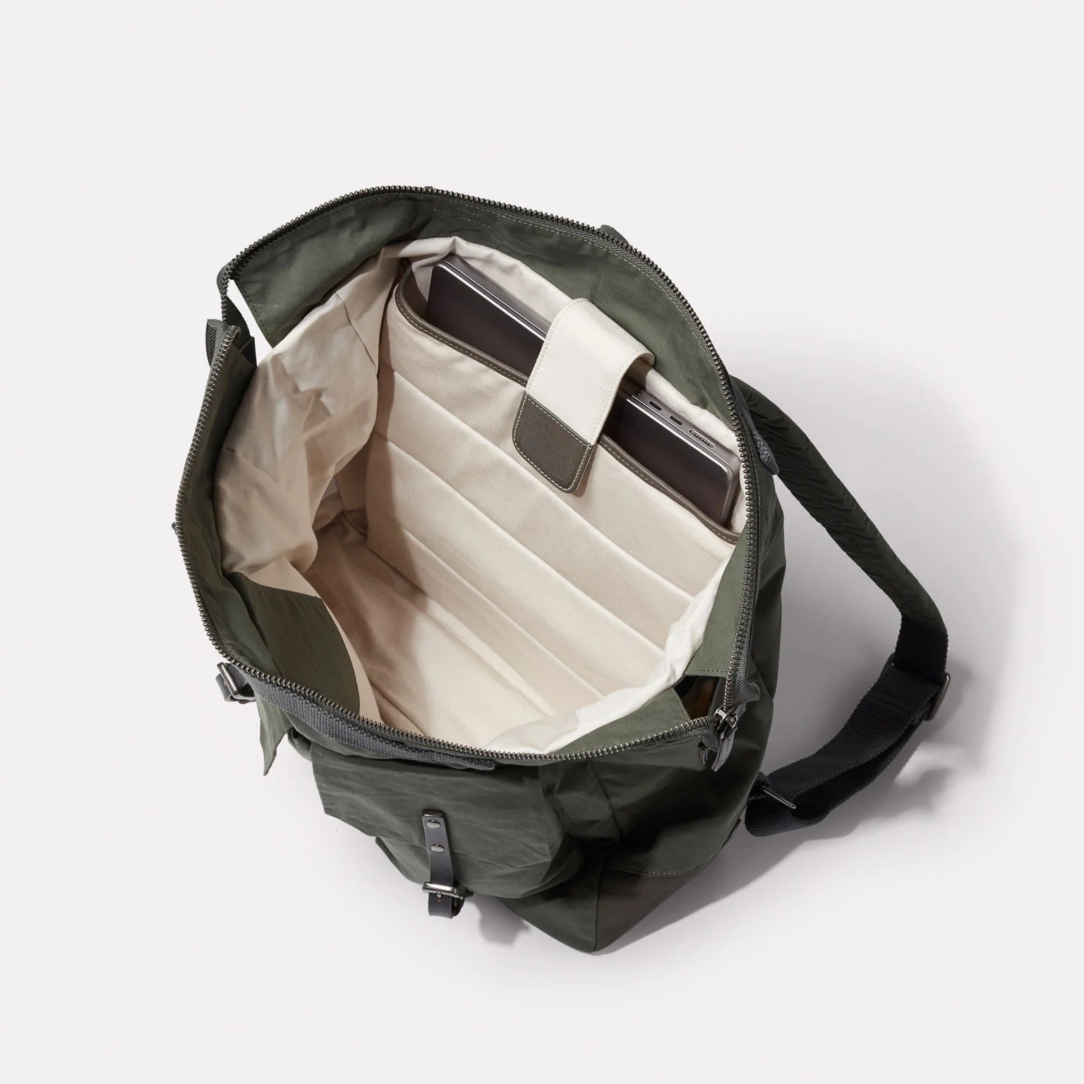 Ally Capellino Frank Large Waxed Cotton Backpack in Olive