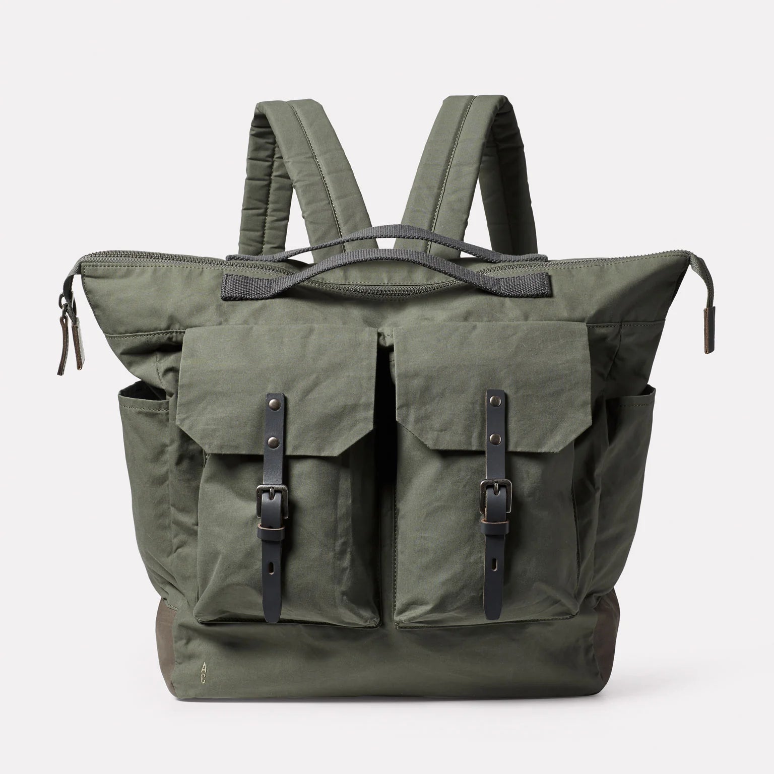 Ally Capellino Frank Large Waxed Cotton Backpack in Olive