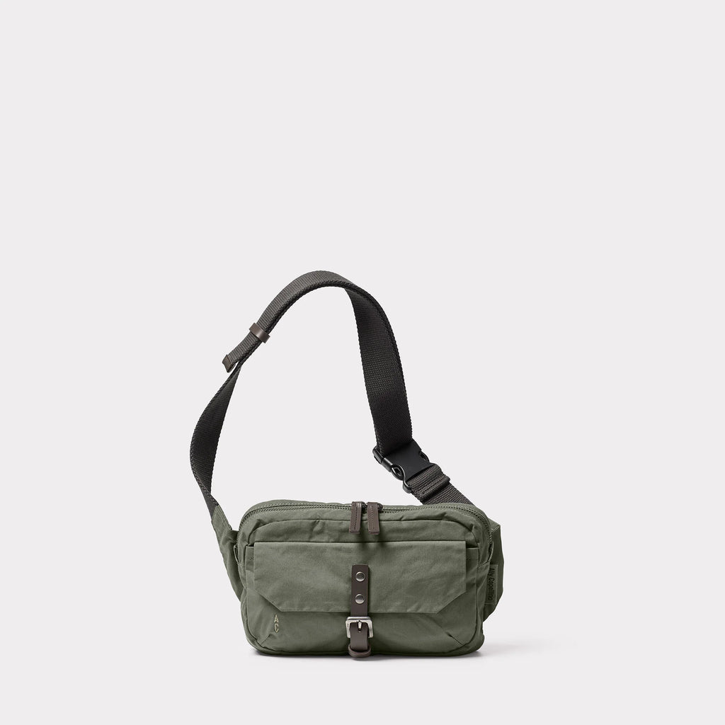 Ally Capellino Fela Waxed Cotton Bumbag in Olive