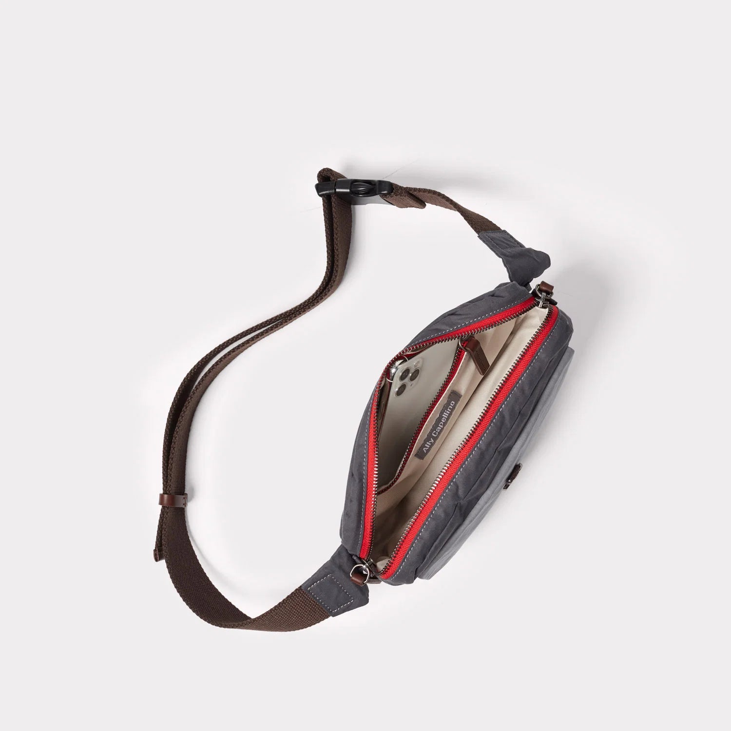 Ally Capellino Fela Waxed Cotton Bumbag in Tarmac