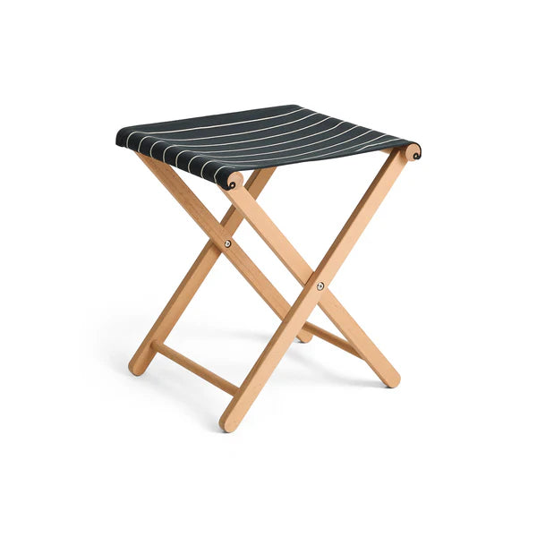 HAY Outdoor Market Folding Stool Black With Beige Stripe