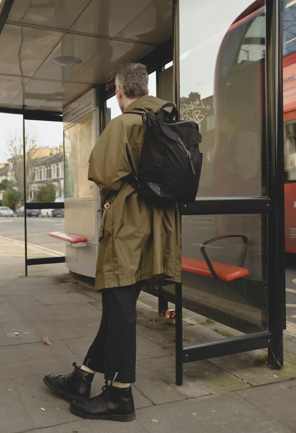 Ally Capellino Fin Waxed Cotton Backpack in Black