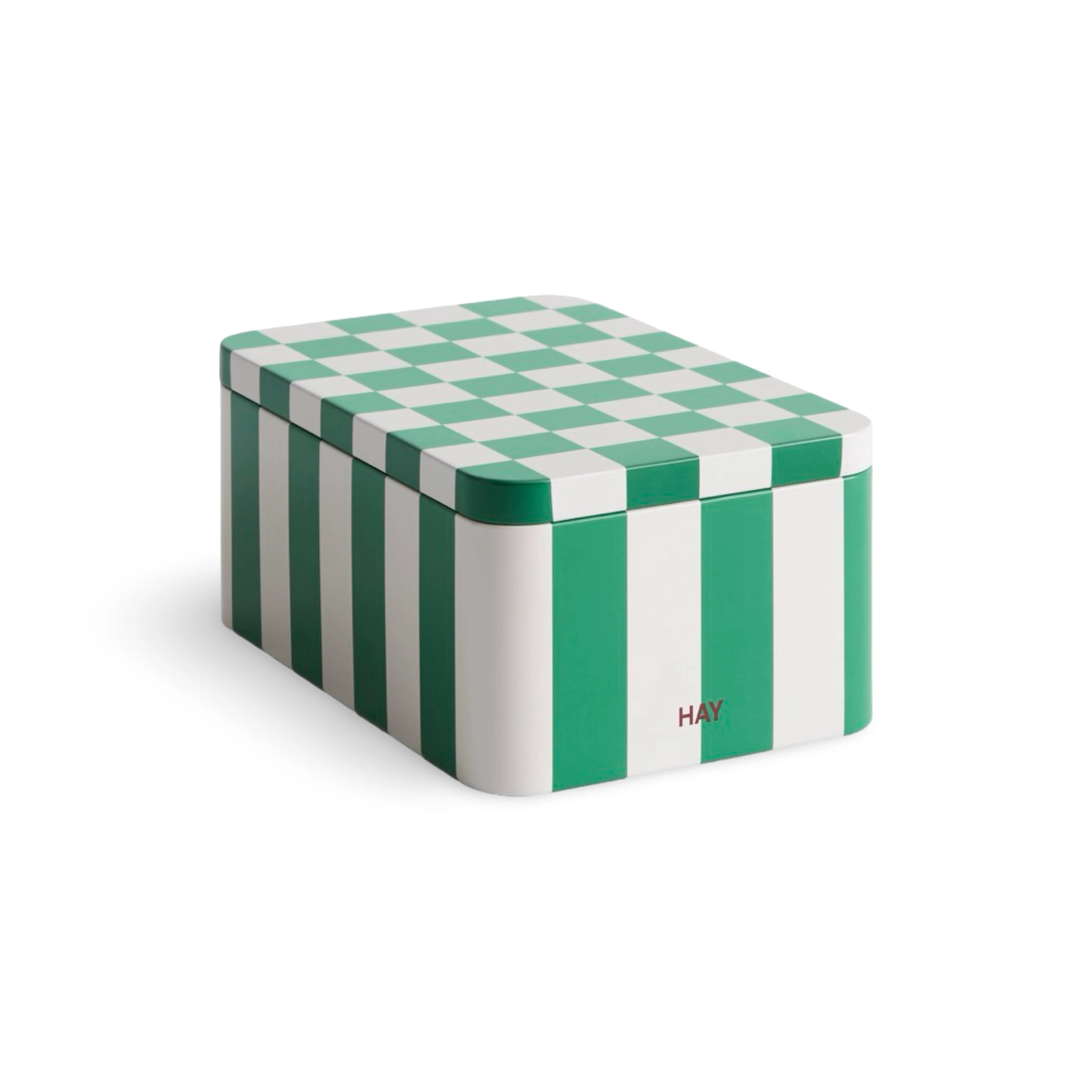 HAY Tin Container Small Green and off-white