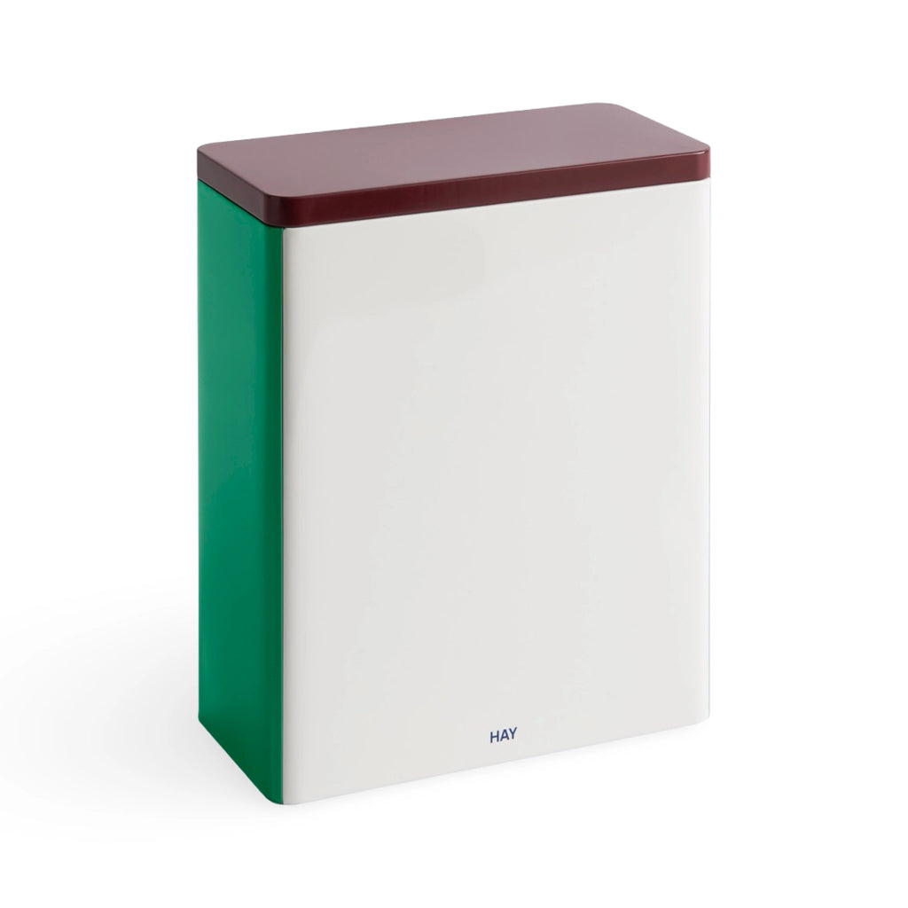 HAY Tin Container XL Off-White Burgundy Green