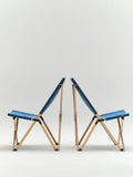 HAY x Jasper Morrison Outdoor Market Folding Chair Blue Beige Stripe