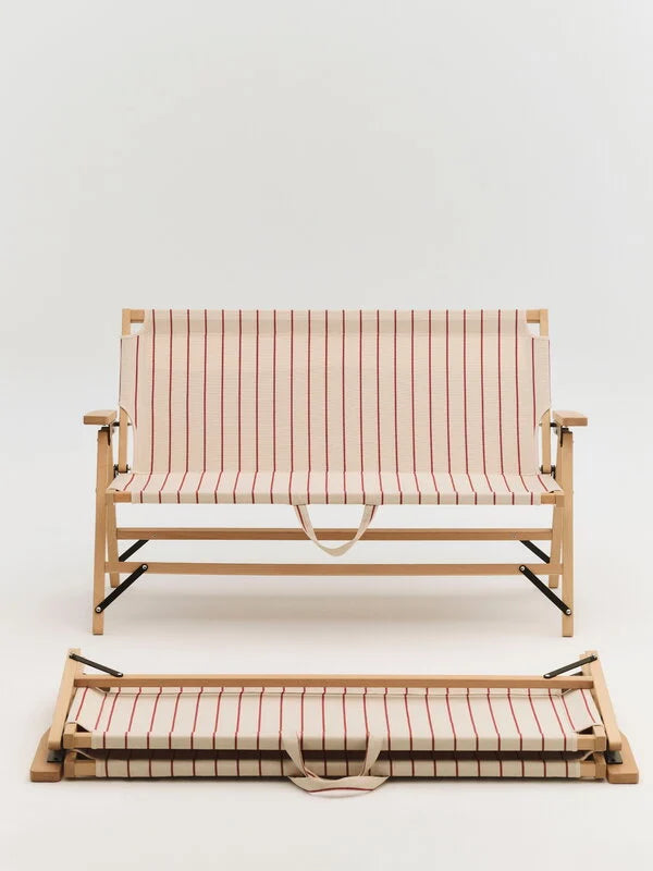 HAY Outdoor Market Folding Sofa Beige With Red Stripe