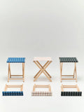 HAY Outdoor Market Folding Stool Black With Beige Stripe