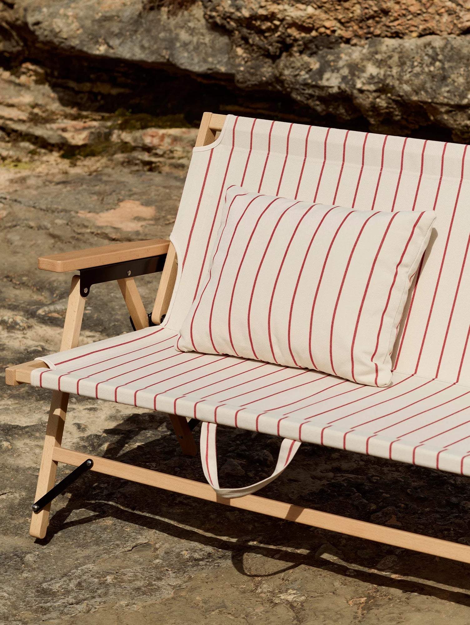 HAY Outdoor Market Cushion, Beige Red Stripe