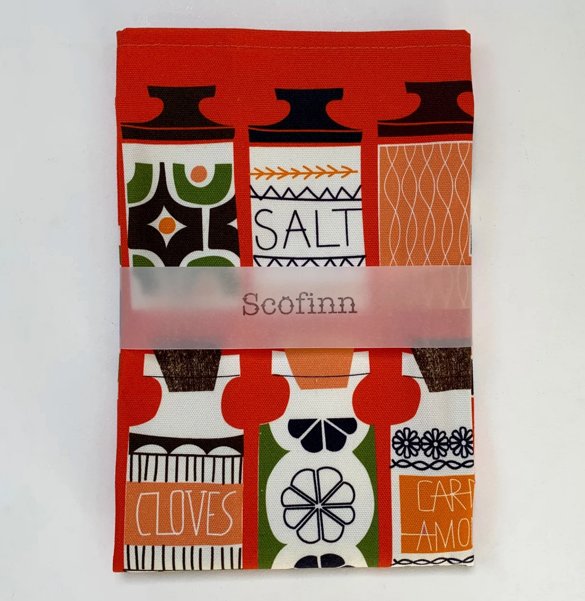 Scofinn Spice Jars Tea Towel - Orange