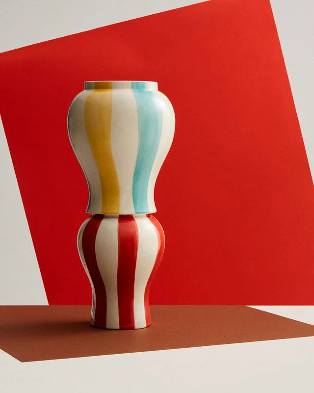 Hay Sobremesa Stripe vase, S, red