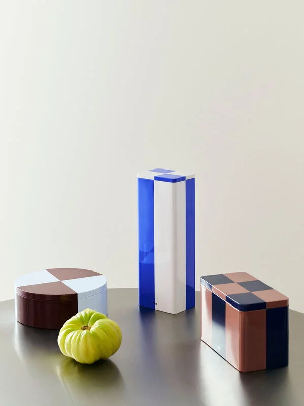 HAY Tin Container Slim Blue Off White