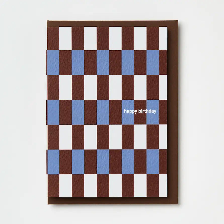 Kinshipped Happy Birthday Blue/Burgundy Brugge Tile Card