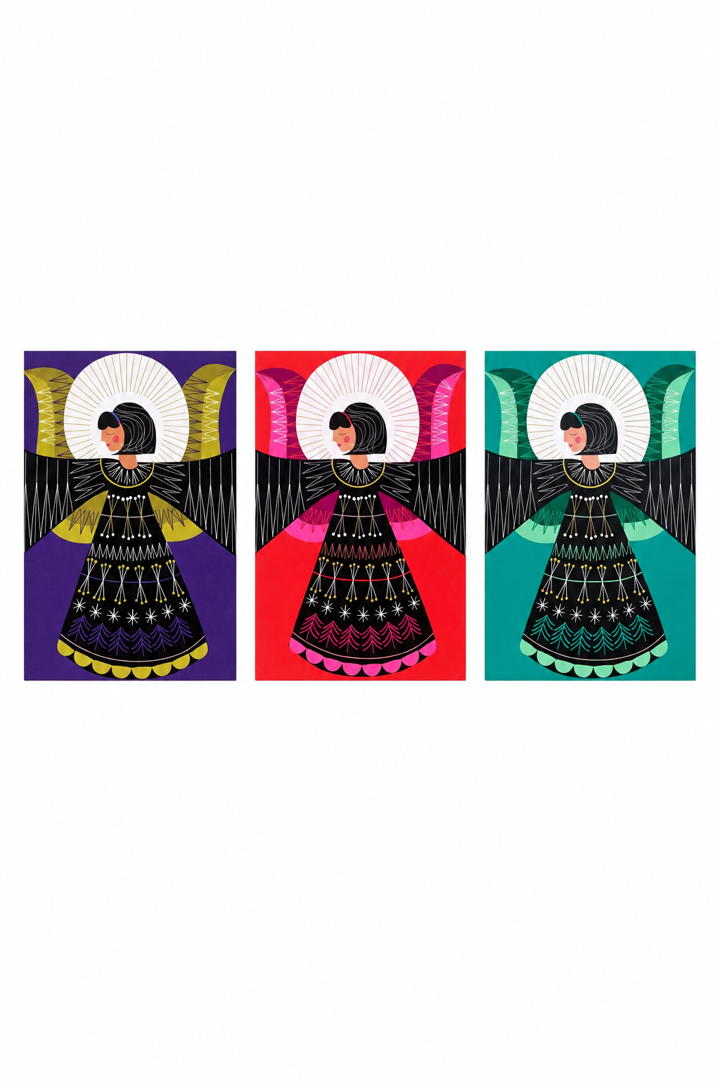 Scofinn Christmas Angel Card - Green/Red/Purple