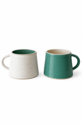Vicky Thornton Hand Thrown C Cups Square Green/White set of 2 (Copy)