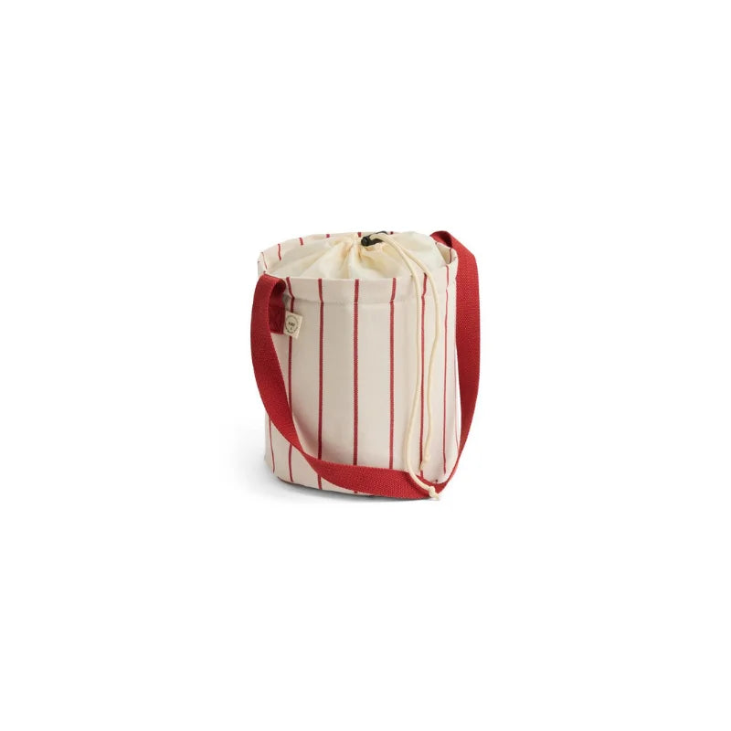 HAY Outdoor Market Cooler Bag Medium Beige With Red Stripe