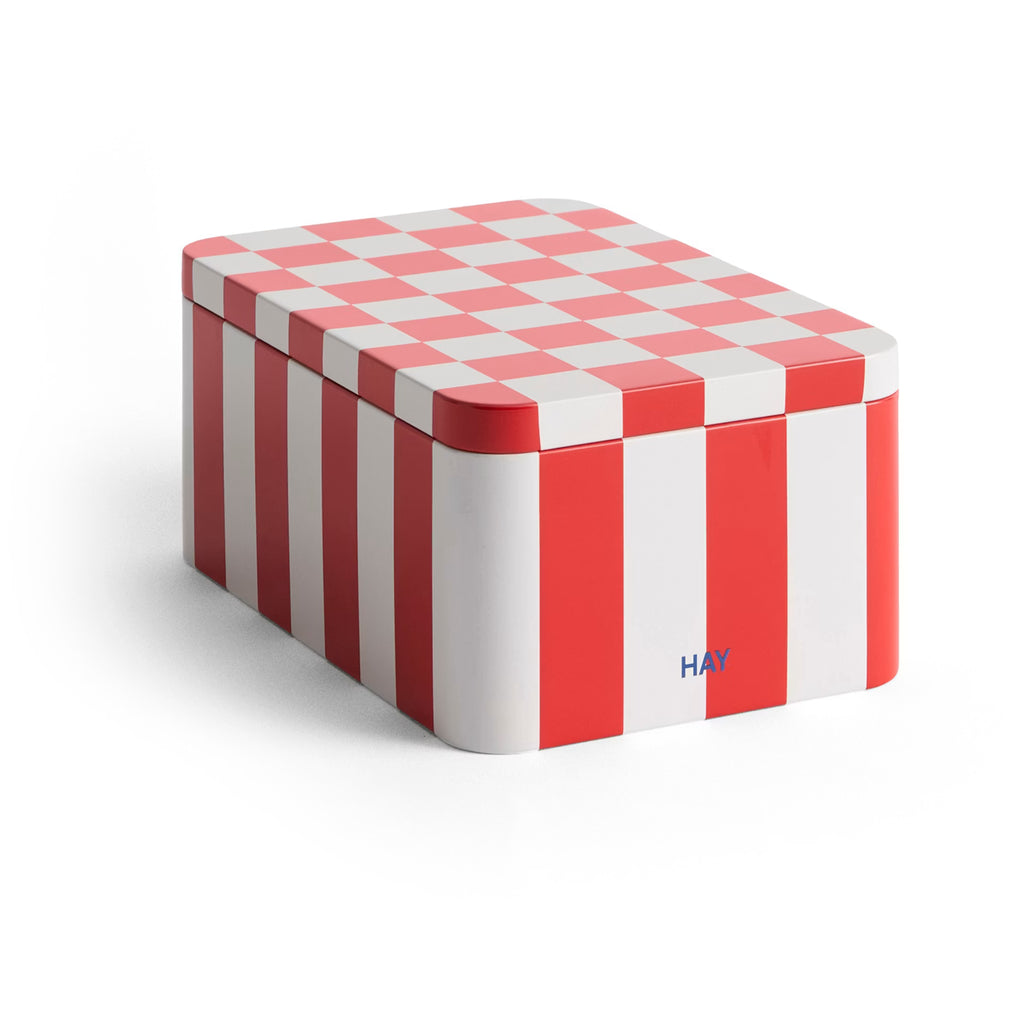 HAY Tin Container Small Red and off-white