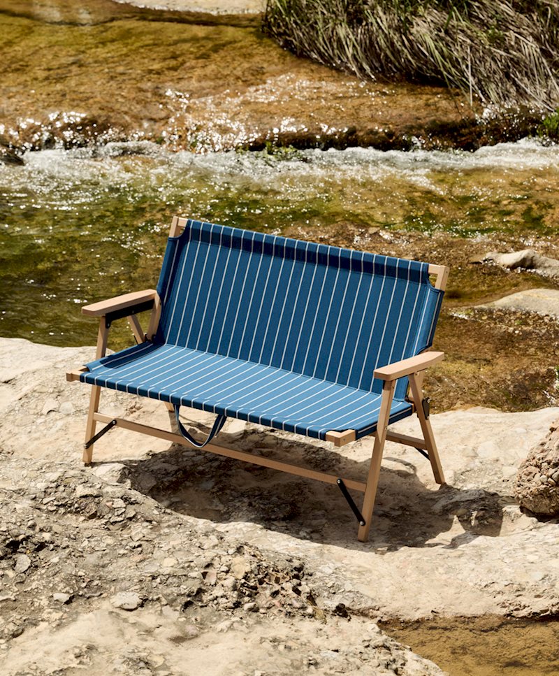 HAY Outdoor Market Folding Sofa Blue With Beige Stripe